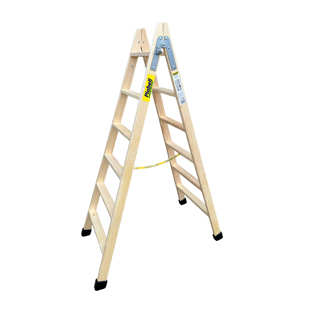Escadote de madeira degraus largos 164cm altura bld-6 plabell_0