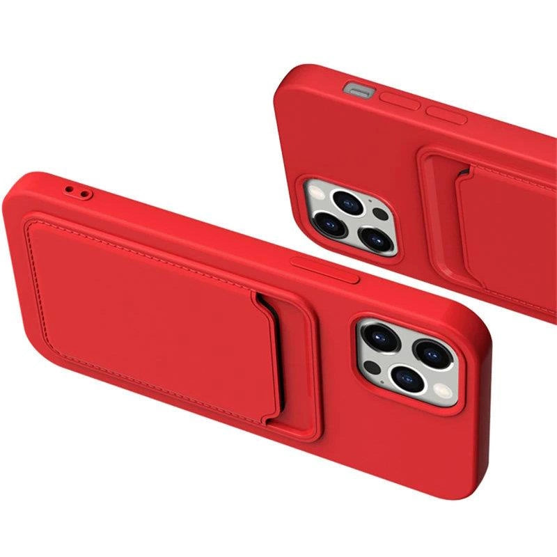 Card Case Silicone Wallet with Card Slot Documents for iPhone 12 Pro red_1