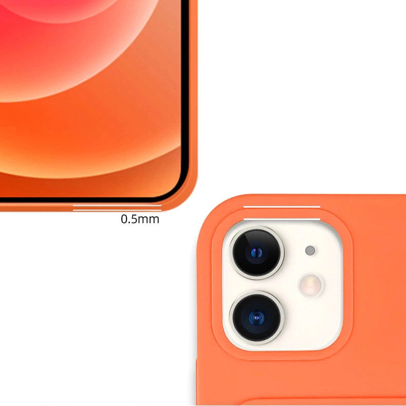 Card Case Silicone Wallet Wallet with Card Slot Documents for iPhone 12 Pro Max Orange_3