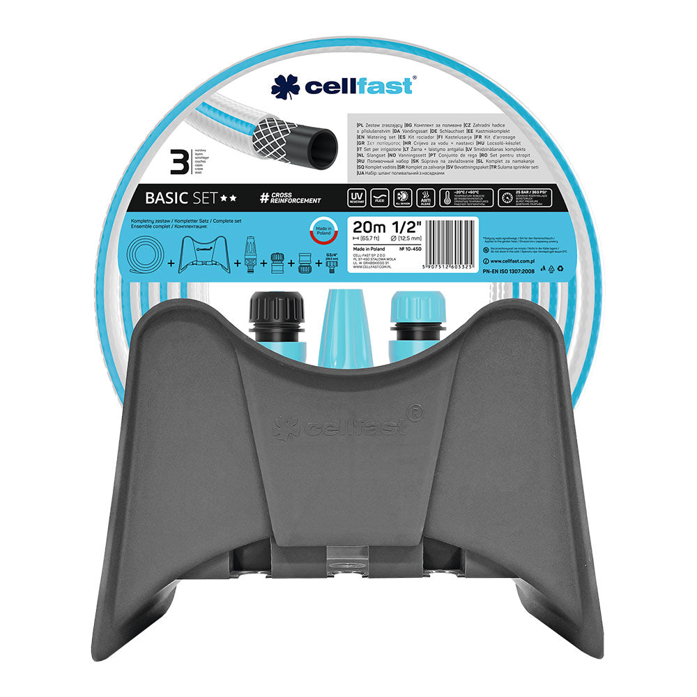 Kit de rega basic, mangueira 12,5mmx20m, suporte parede e conectores cellfast_0