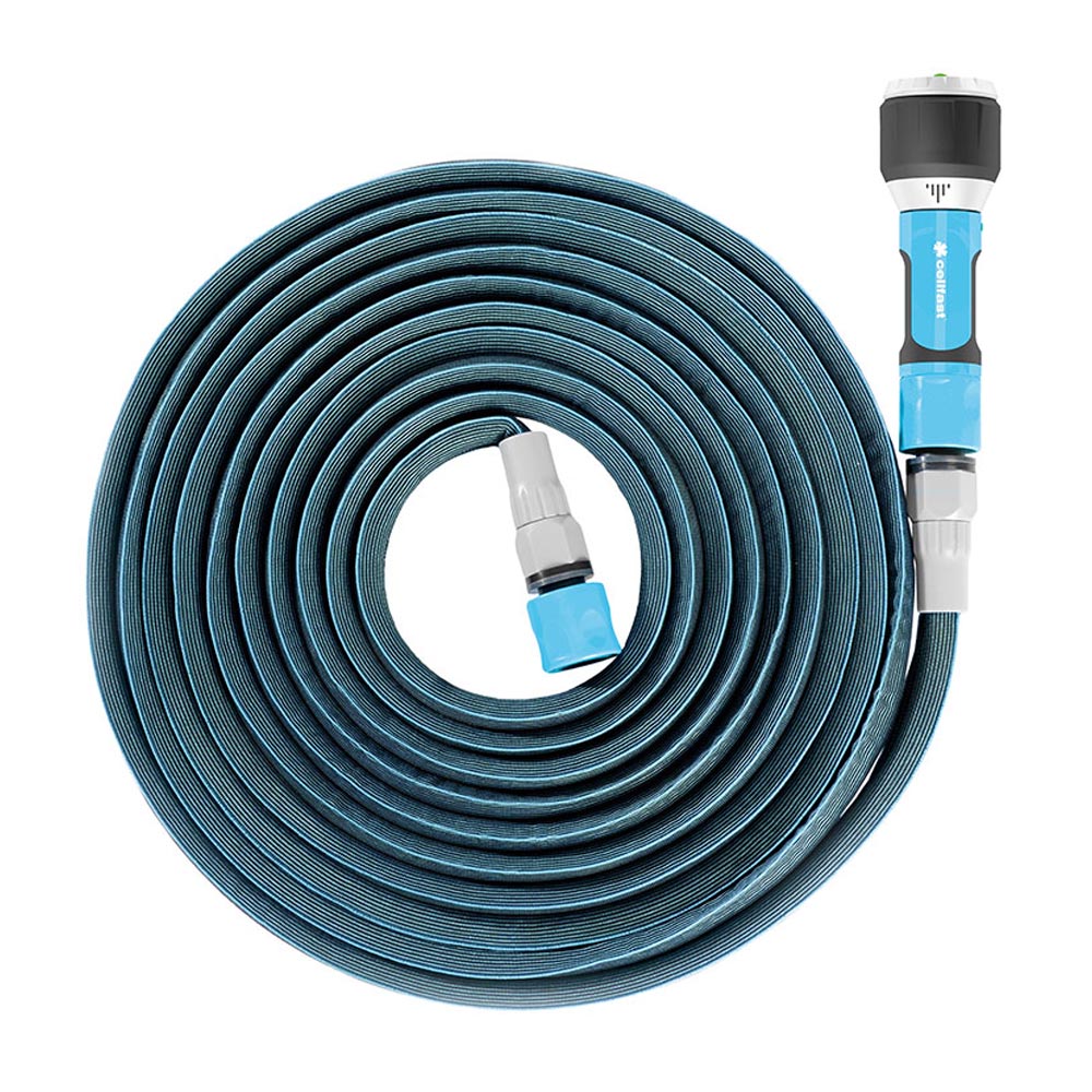 Kit mangueira extensÃvel zygzag 15 a 30m com conectores e agulheta multi ergo cellfast_0