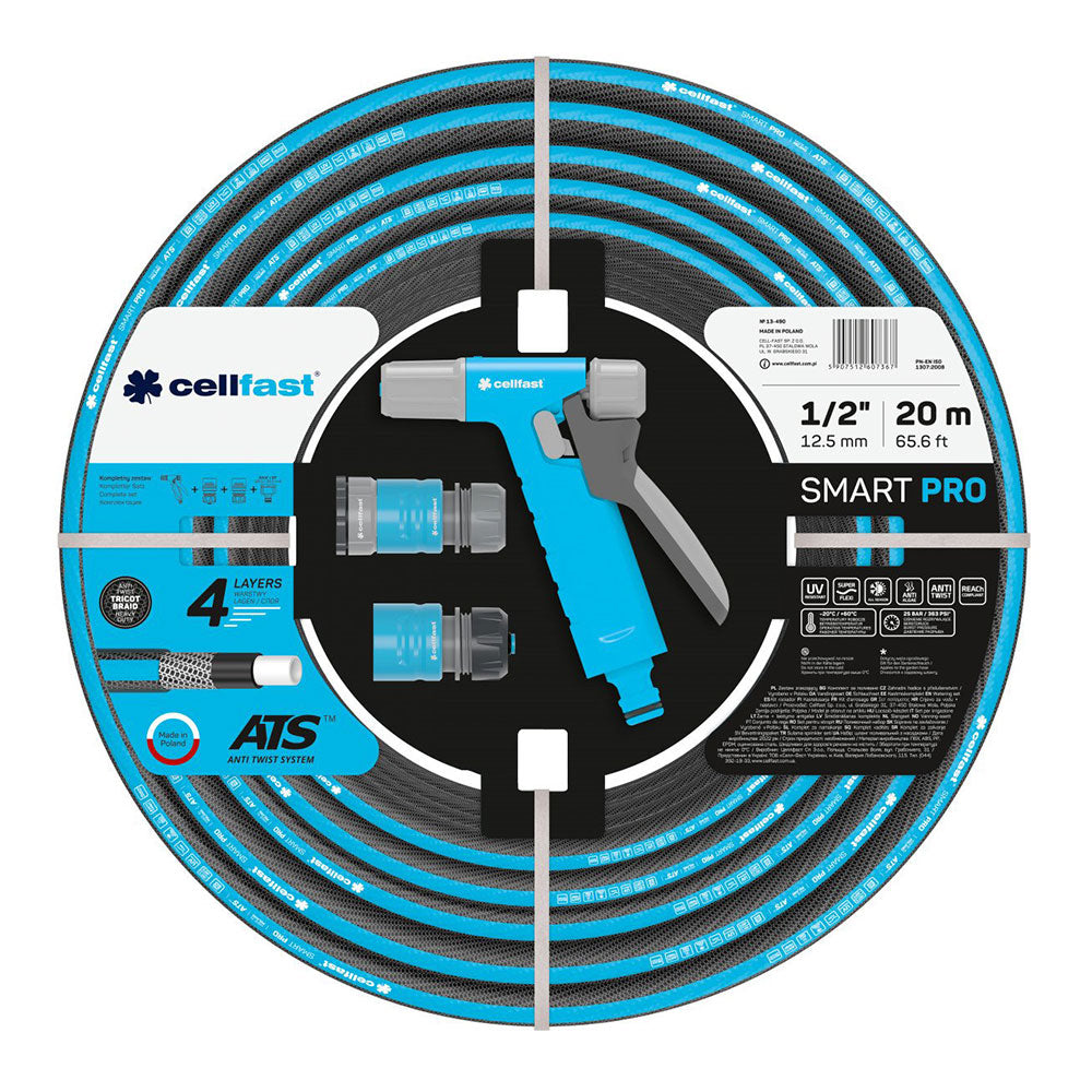 Kit mangueira para rega smart pro ats de 12,5mm x 20m com conexões e pistola cellfast_0