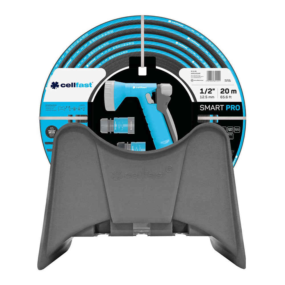 Kit de mangueira para rega smart pro ats de 12,5mm x 20m, com suporte de parede e conexões cellfast_0