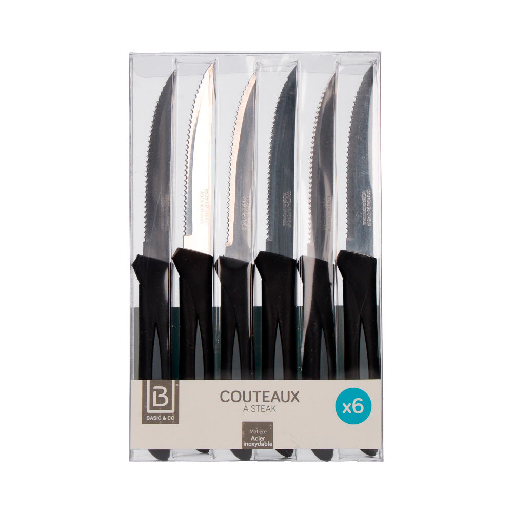 Set 6 facas para carne inoxidavels (cores sortidas) 21cm_0