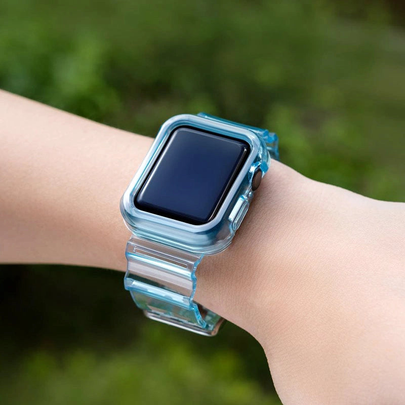 Silicone Band Strap Bracelet Case Strap Light Set for Apple Watch 42mm - Blue_2