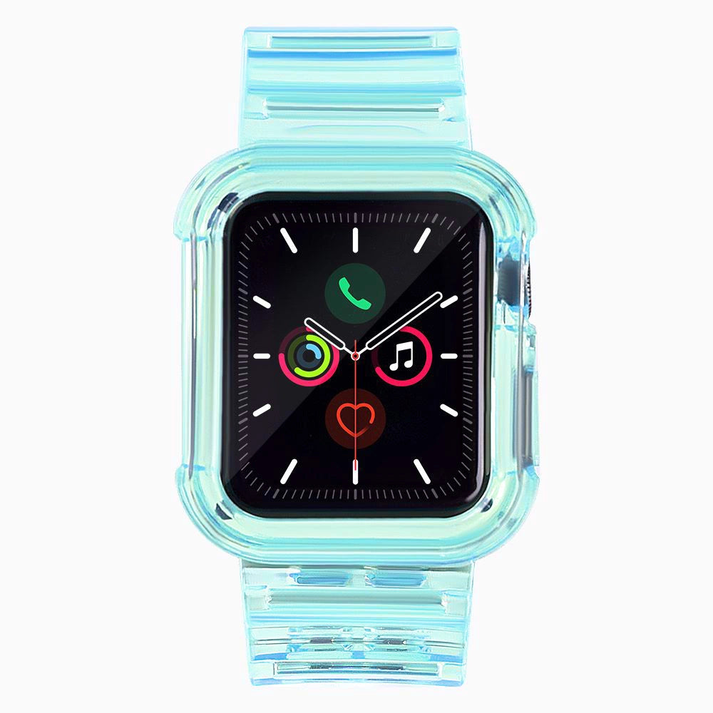 Silicone Band Strap Bracelet Case Strap Light Set for Apple Watch 42mm - Blue_1