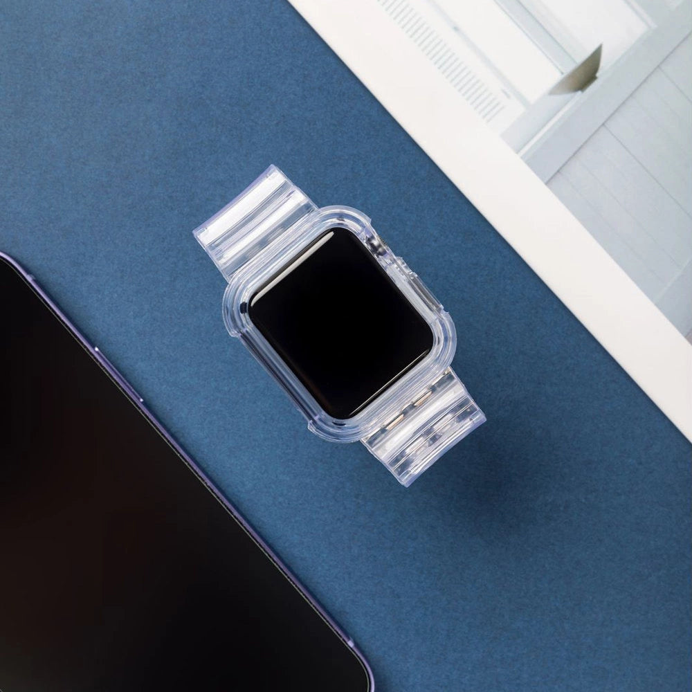 Silicone Band Strap Bracelet Case Strap Light Set for Apple Watch 42mm - Blue_7