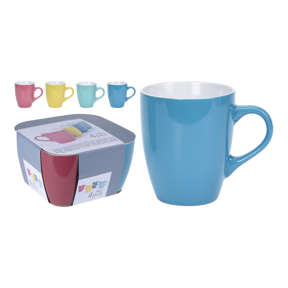 Jogo de 4 chávenas mug 340ml, 4 cores, q96000190, excellent houseware_0