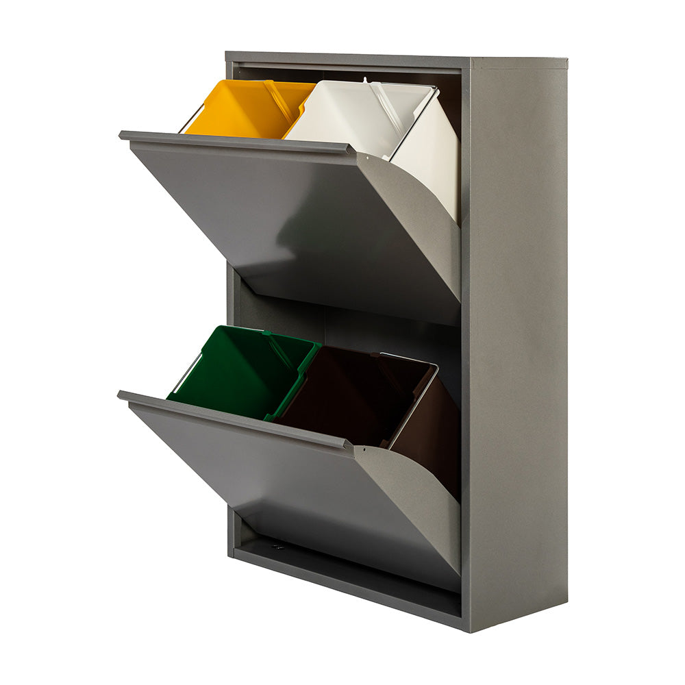 Armario metalico reciclagem 4 gavetas cinzento 92x60x25cm_0
