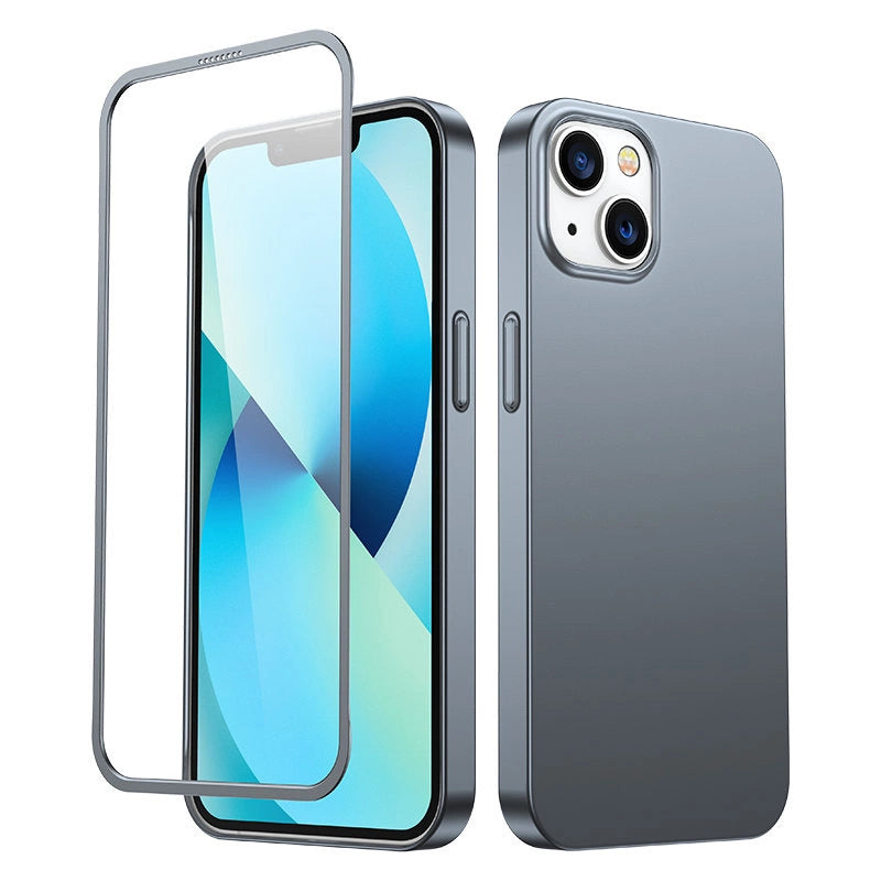 Joyroom 360 Full Case front and back cover for iPhone 13 + tempered glass screen protector grey (JR-BP927 tranish)_0