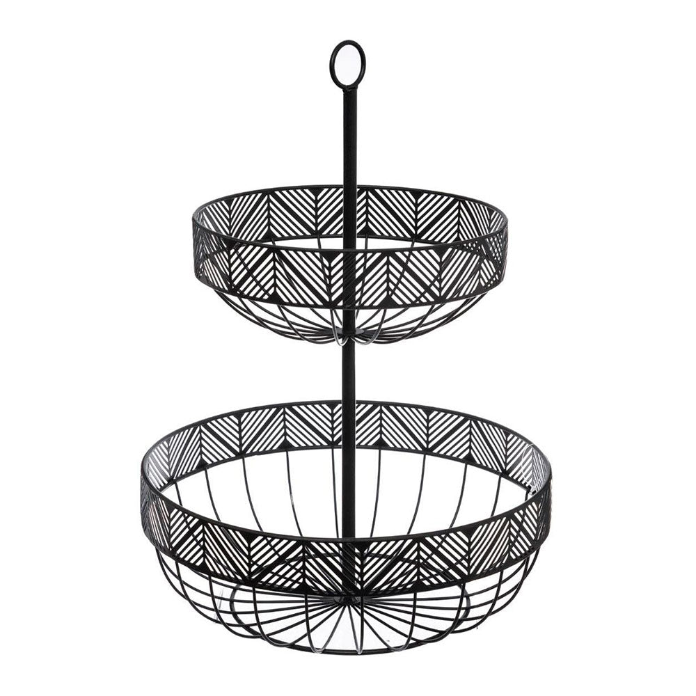 Fruteiro de dois andar metal preto_0