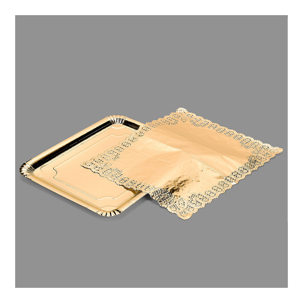 Saco com 1 travessa retangulares com papel decorativo ouro 31x38cm_0