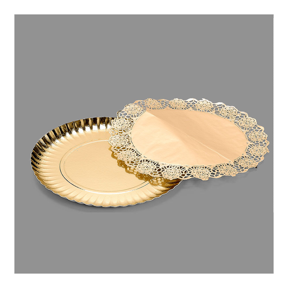 Saco com 1 travessa redonda com papel decorativo ouro ø23cm_0