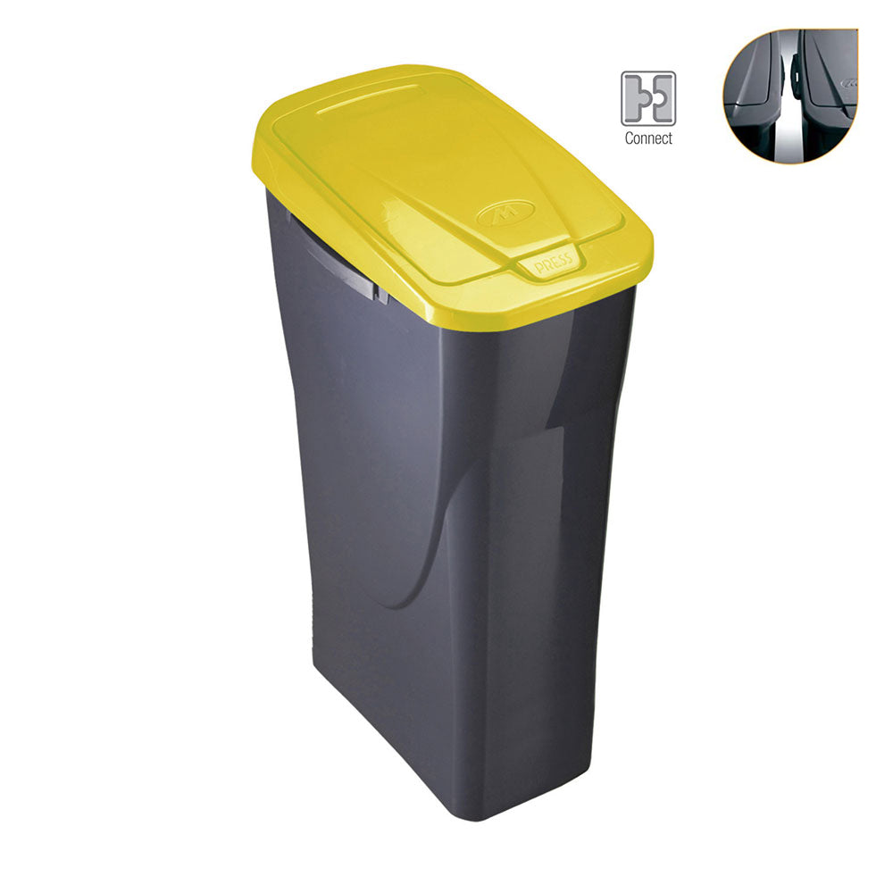 Balde de 25 litros ecobin com tampa de cor amarelo 21,5x36x51cm mondex_0