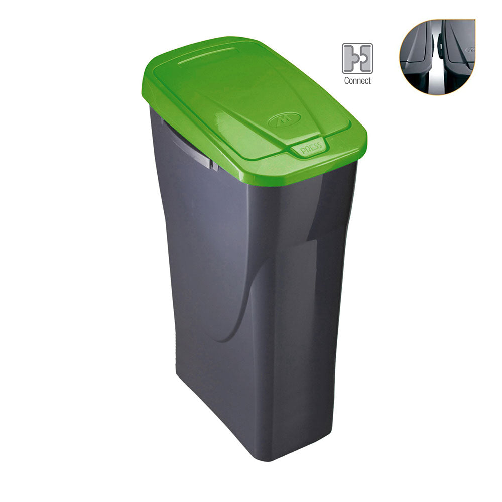Balde de 25 litros ecobin com tampa de cor verde 21,5x36x51cm mondex_0