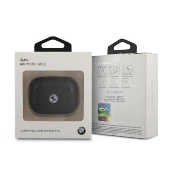 BMW BMAPSSLBK AirPods Pro cover czarny/black Geniune Leather Silver Logo_2