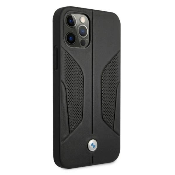 Etui BMW BMHCP12LRSCSK iPhone 12 Pro Max 6,7" czarny/black hardcase Leather Perforate Sides_3