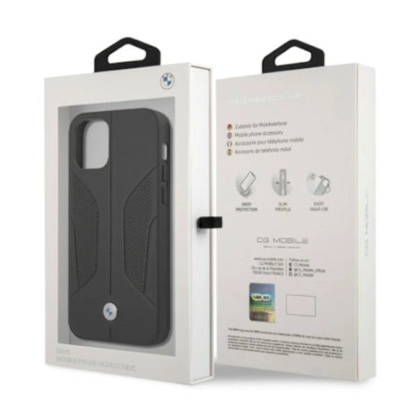Etui BMW BMHCP12LRSCSK iPhone 12 Pro Max 6,7" czarny/black hardcase Leather Perforate Sides_7