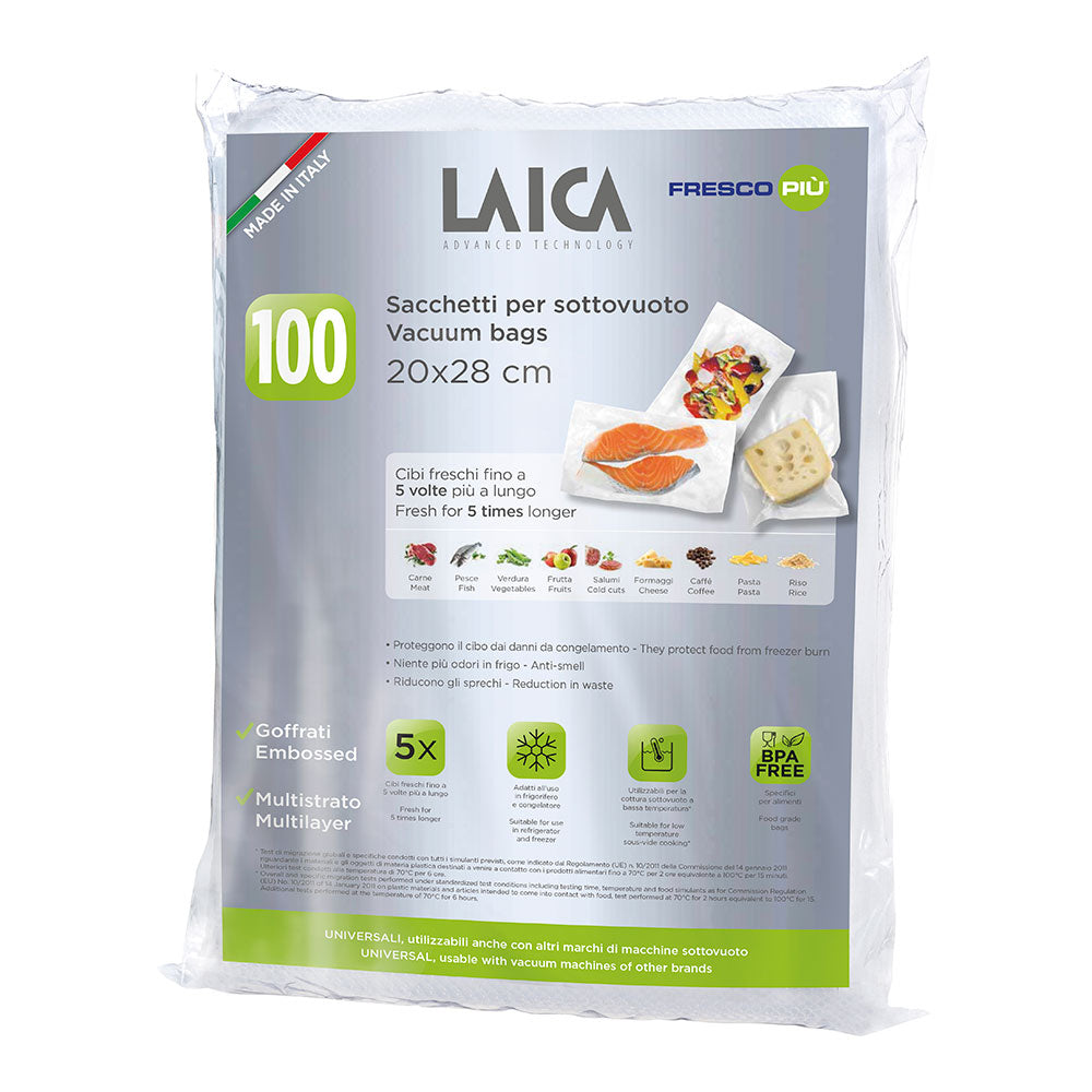 Pacote de 100 sacos de conservação a vácuo 20x28cm vt3501 laica_0