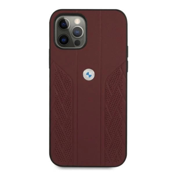 Etui BMW BMHCP12MRSPPR iPhone 12/12 Pro 6,1" czerwony/red hardcase Leather Curve Perforate_2