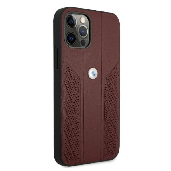 Etui BMW BMHCP12MRSPPR iPhone 12/12 Pro 6,1" czerwony/red hardcase Leather Curve Perforate_3