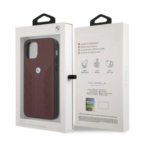 Etui BMW BMHCP12MRSPPR iPhone 12/12 Pro 6,1" czerwony/red hardcase Leather Curve Perforate_7