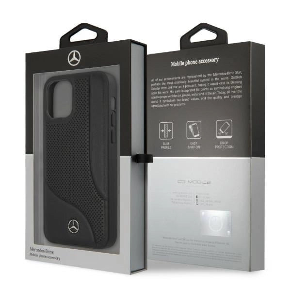 Mercedes MEHCP12LCDOBK iPhone 12 Pro Max 6,7" czarny/black hardcase Leather Perforated Area_7