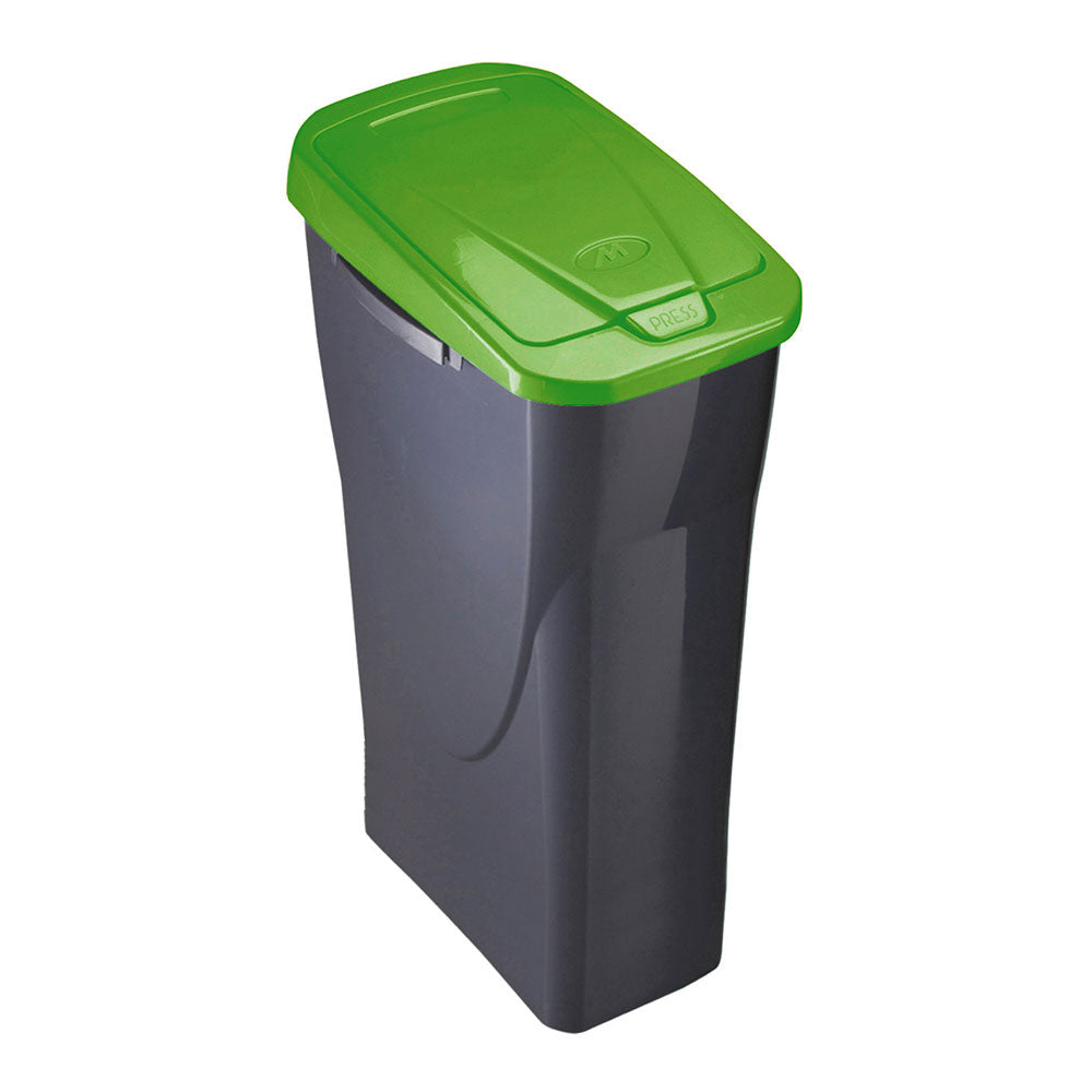 Balde de 15 litros ecobin com tampa preta/verde 21,5x31x42cm mondex_0