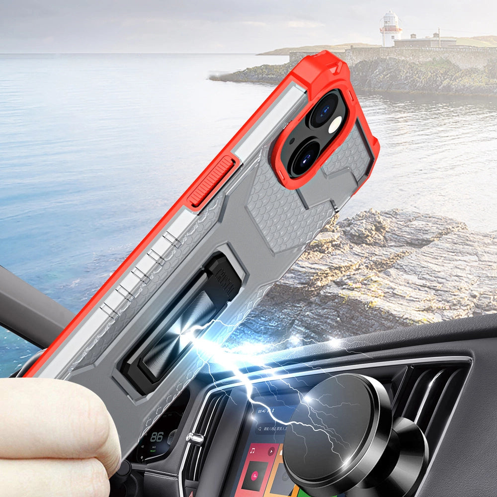 Crystal Ring Case Kickstand Tough Rugged Cover for iPhone 12 mini red_2
