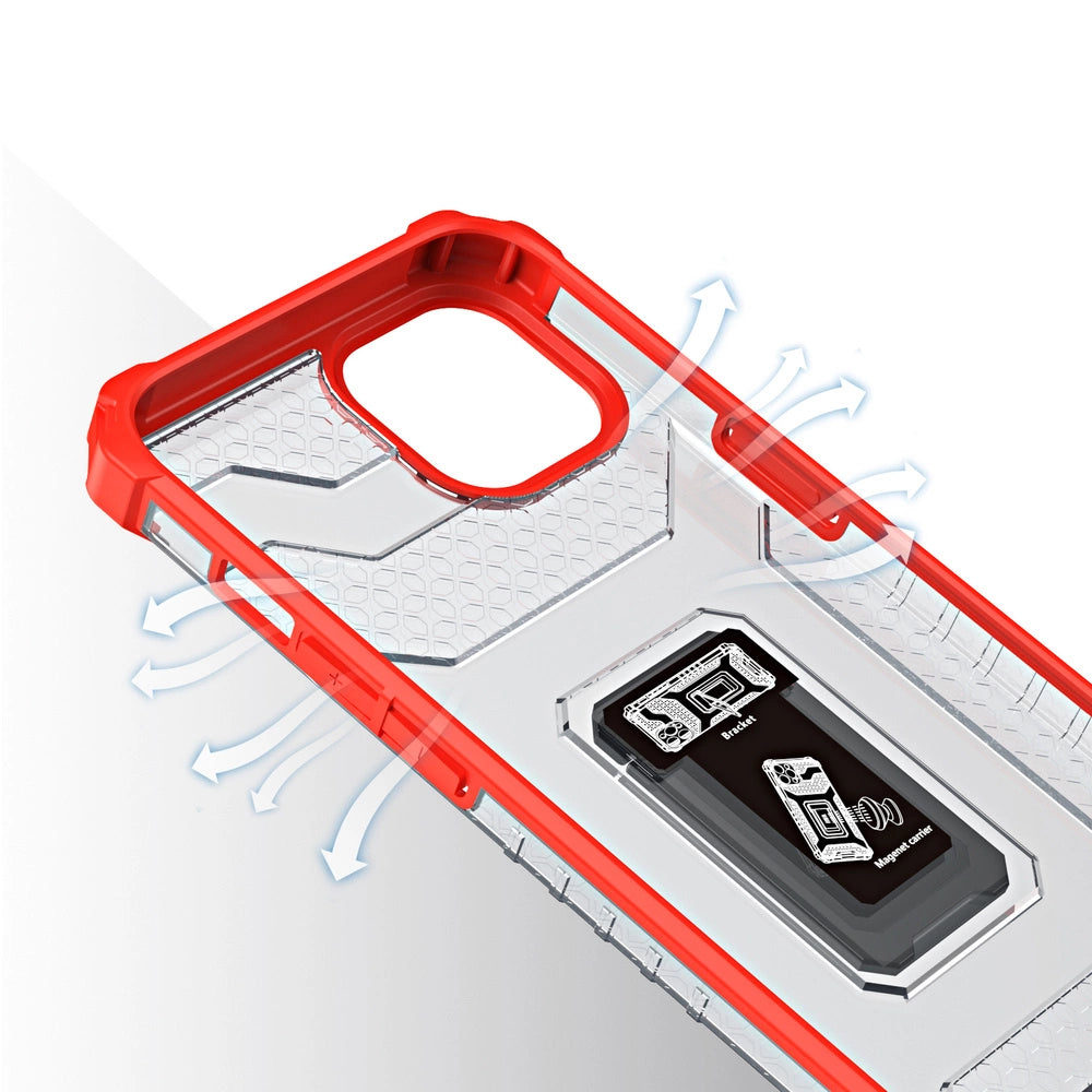 Crystal Ring Case Kickstand Tough Rugged Cover for iPhone 12 mini red_3