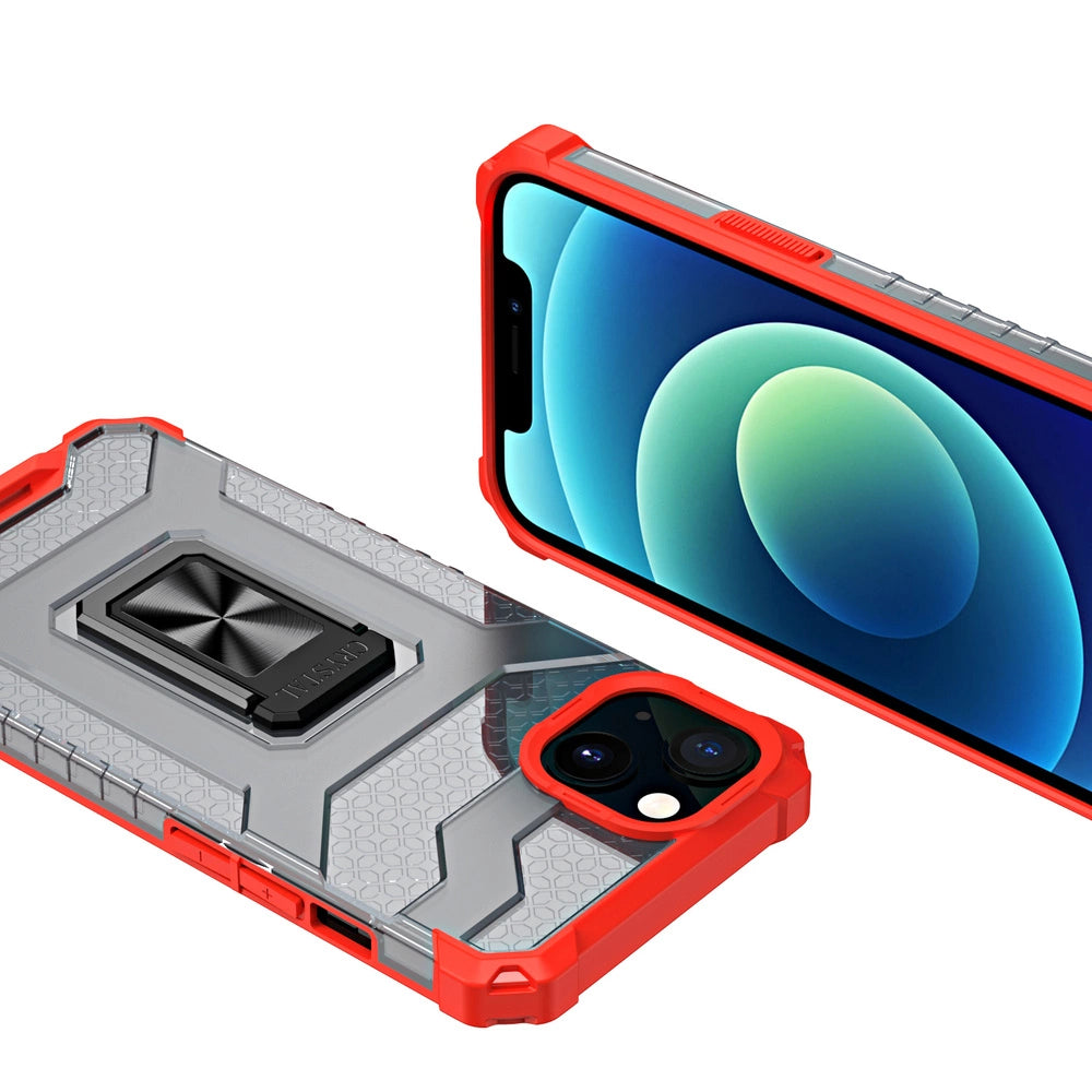 Crystal Ring Case Kickstand Tough Rugged Cover for iPhone 12 mini red_4