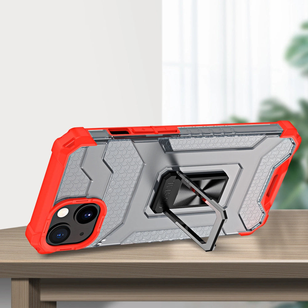 Crystal Ring Case Kickstand Tough Rugged Cover for iPhone 12 mini red_6