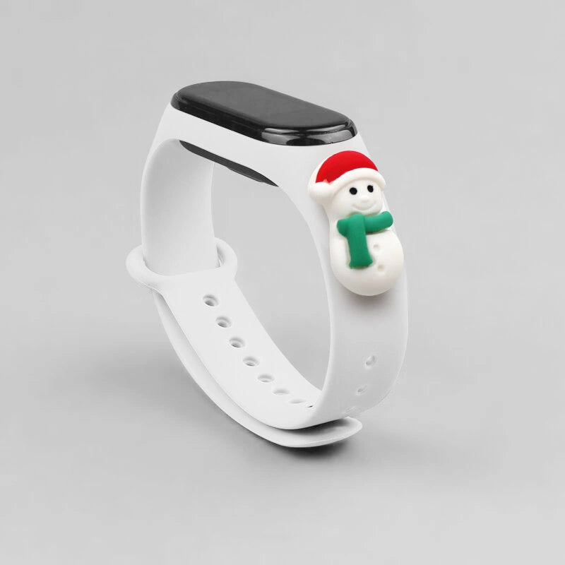 Strap Xmas Wristband for Xiaomi Mi Band 4 / Mi Band 3 Christmas Silicone Strap Bracelet White (Snowman 1)_1