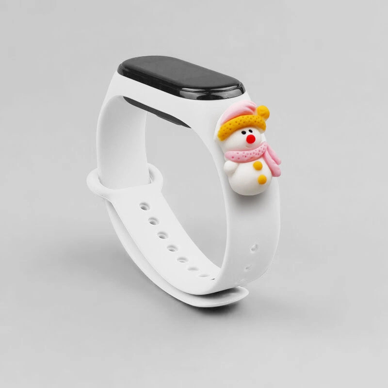 Strap Xmas Wristband for Xiaomi Mi Band 4 / Mi Band 3 Christmas Silicone Strap Bracelet White (Snowman 2)_1