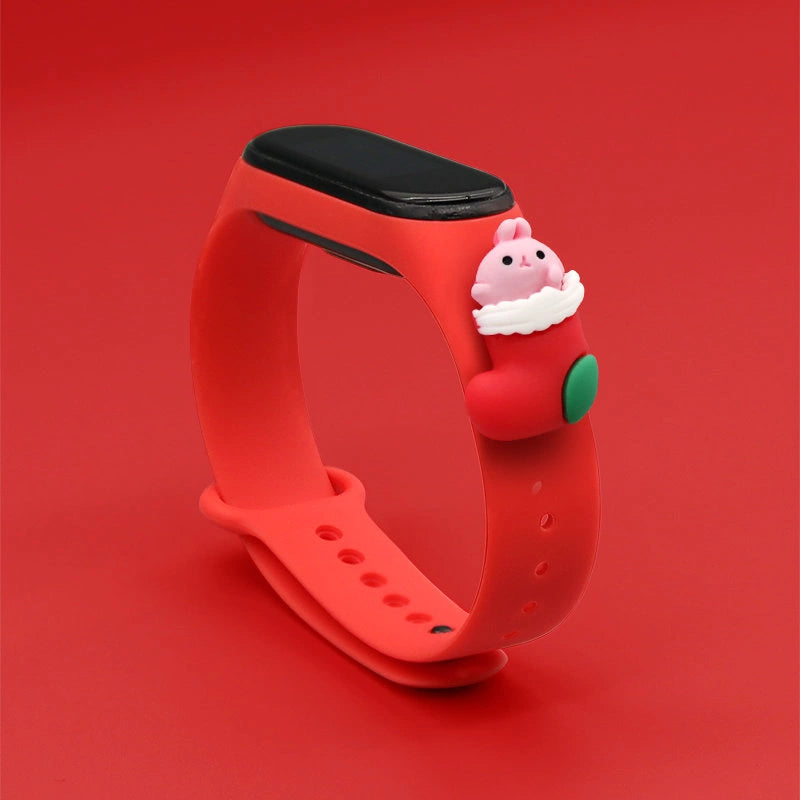 Strap Xmas Wristband for Xiaomi Mi Band 4 / Mi Band 3 Christmas Silicone Strap Bracelet Red (Santa 1)_1