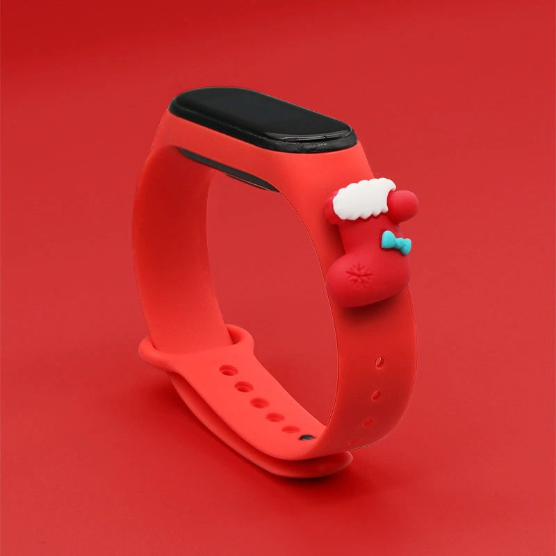 Strap Xmas Wristband for Xiaomi Mi Band 4 / Mi Band 3 Christmas Silicone Strap Bracelet Red (Sock)_1