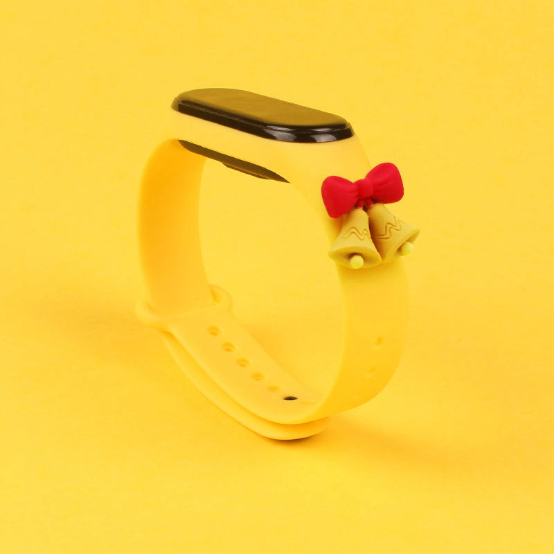 Strap Xmas Wristband for Xiaomi Mi Band 6 / Mi Band 5 Christmas Silicone Strap Bracelet Yellow (bells)_1