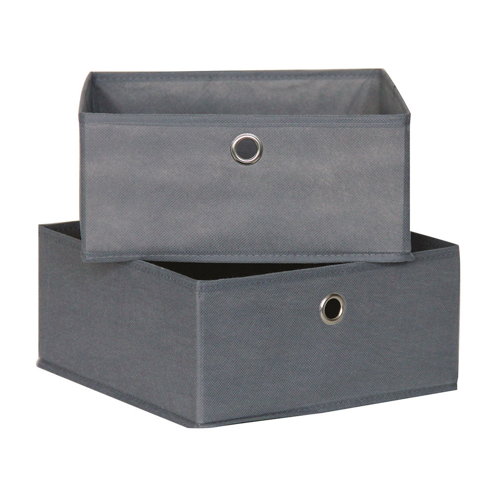 Lote de 2 caixas de organização 28x28x13cm tecido sem tecer mondex_0