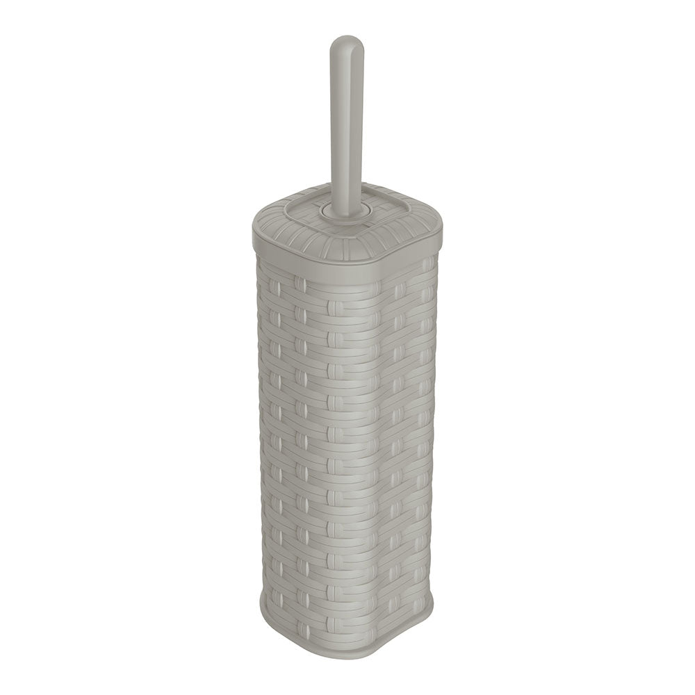 Conjunto de piaçaba e suporte wc imitação vime/rattan cor creme mondex_0