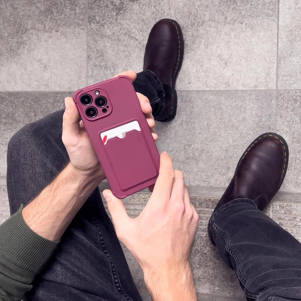 Card Armor Case Pouch Cover for iPhone 11 Pro Max Card Wallet Silicone Air Bag Armor Case Raspberry_8