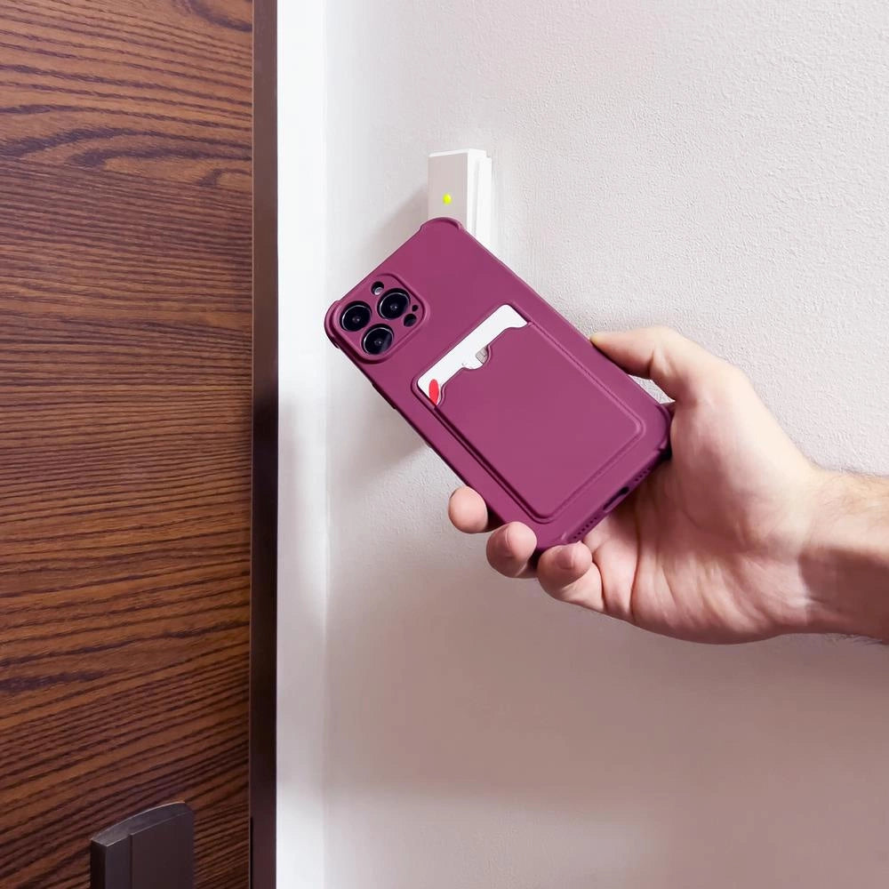 Card Armor Case Pouch Cover for iPhone 13 Pro Card Wallet Silicone Air Bag Armor Case Raspberry_6