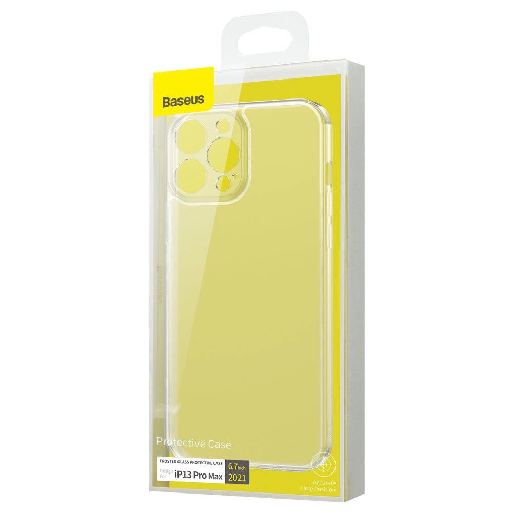 Baseus Frosted Glass Case Cover for iPhone 13 Pro Max Hard Cover with Gel Frame Transparent (ARWS000202)_4