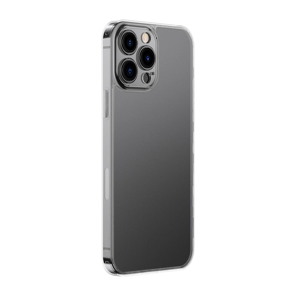 Baseus Frosted Glass Case Cover for iPhone 13 Pro Max Hard Cover with Gel Frame Transparent (ARWS000202)_1