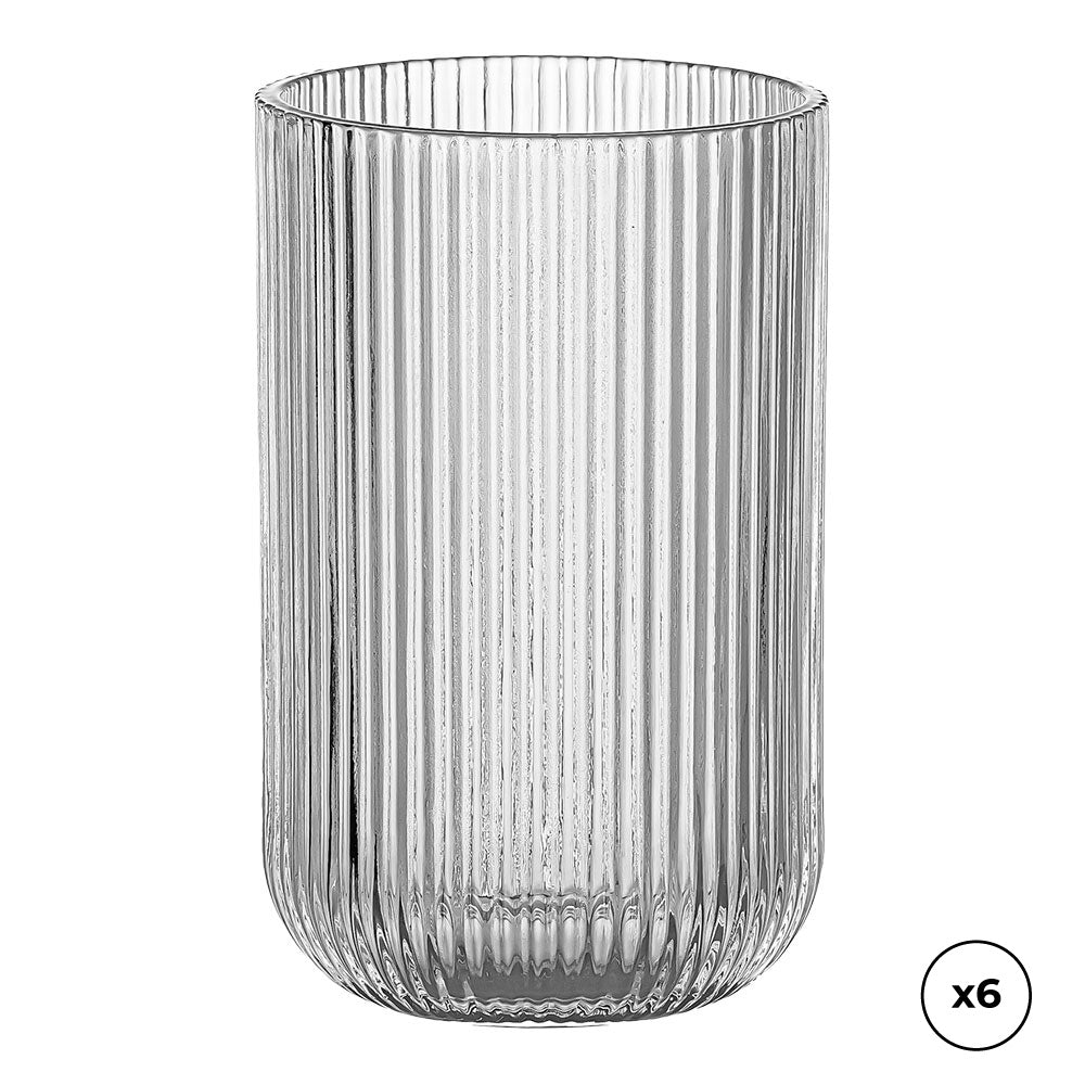 Copo de vidro com riscas em relevo 430 ml, 6 unid_0
