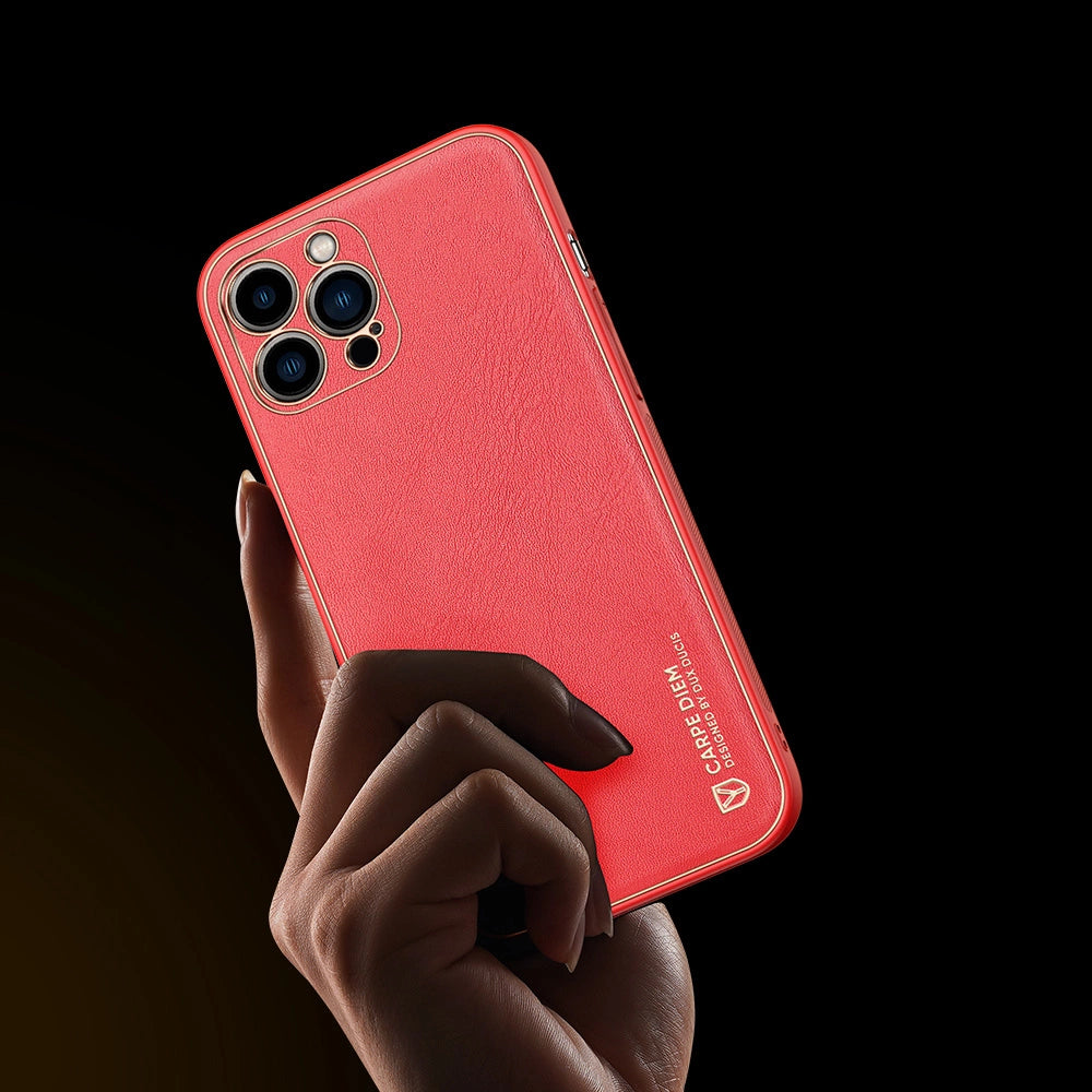 Dux Ducis Yolo elegant case made of soft TPU and PU leather for iPhone 13 Pro Max red_6