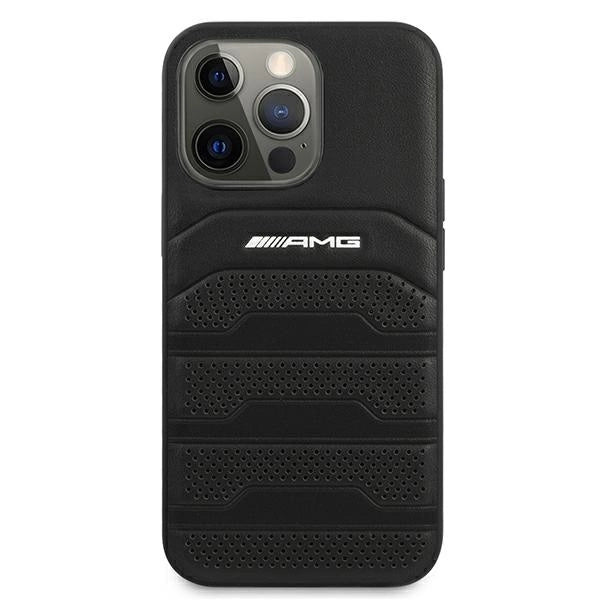 AMG AMHCP13LGSEBK iPhone 13 Pro / 13 6,1" czarny/black hardcase Leather Debossed Lines_2