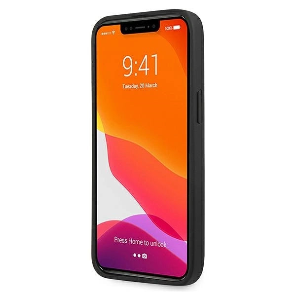 AMG AMHCP13LGSEBK iPhone 13 Pro / 13 6,1" czarny/black hardcase Leather Debossed Lines_4