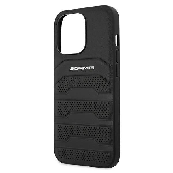 AMG AMHCP13LGSEBK iPhone 13 Pro / 13 6,1" czarny/black hardcase Leather Debossed Lines_5