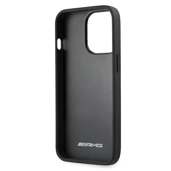 AMG AMHCP13LGSEBK iPhone 13 Pro / 13 6,1" czarny/black hardcase Leather Debossed Lines_6