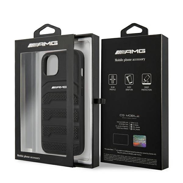 AMG AMHCP13SGSEBK iPhone 13 mini 5,4" czarny/black hardcase Leather Debossed Lines_7